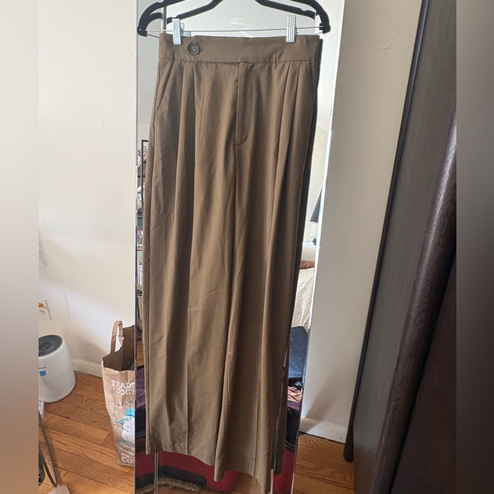 Zara women’s Olive-Brown Wide Leg Dress Pants